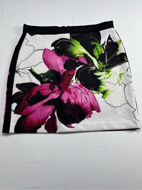 Floral Print Mini Skirt in White, Pink & Green